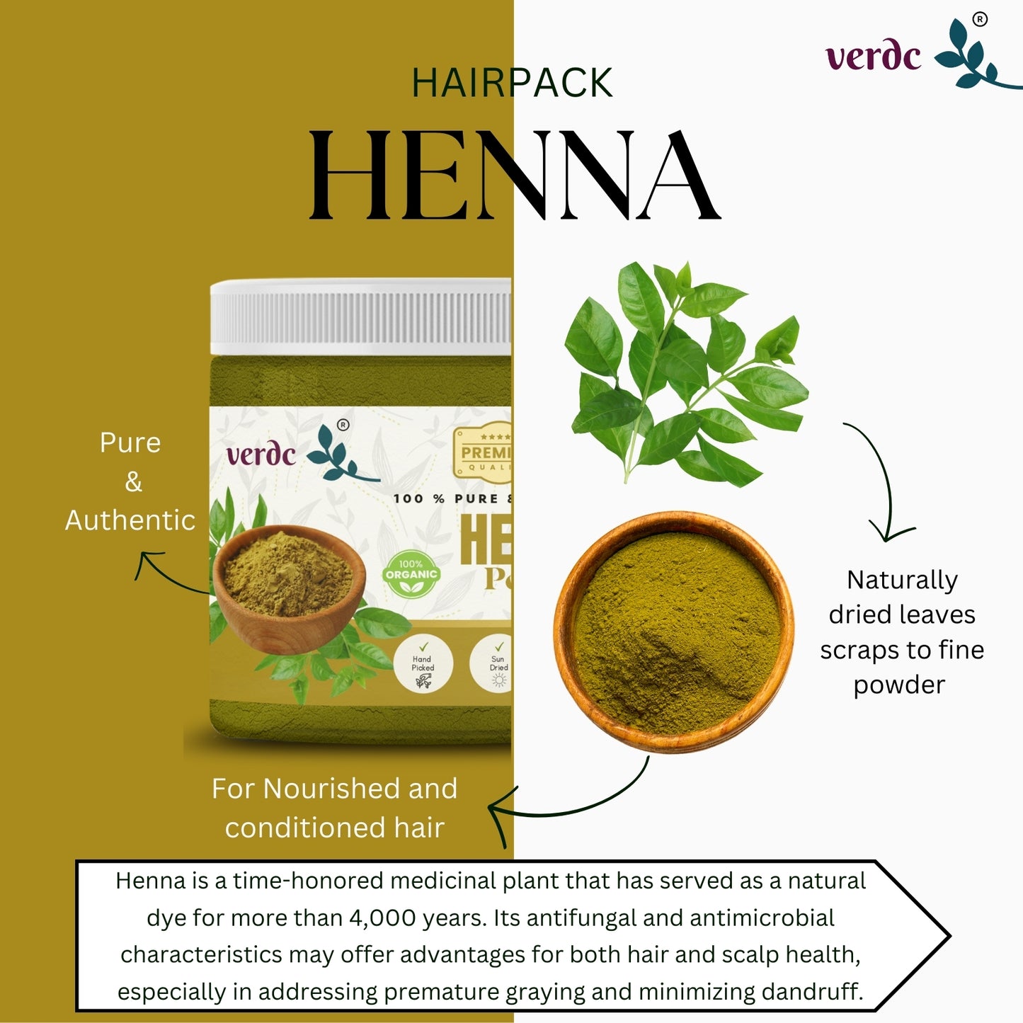 100% Pure & Natural Henna Leaf Powder For Hair (Lawsonia inermis, 150 GM)