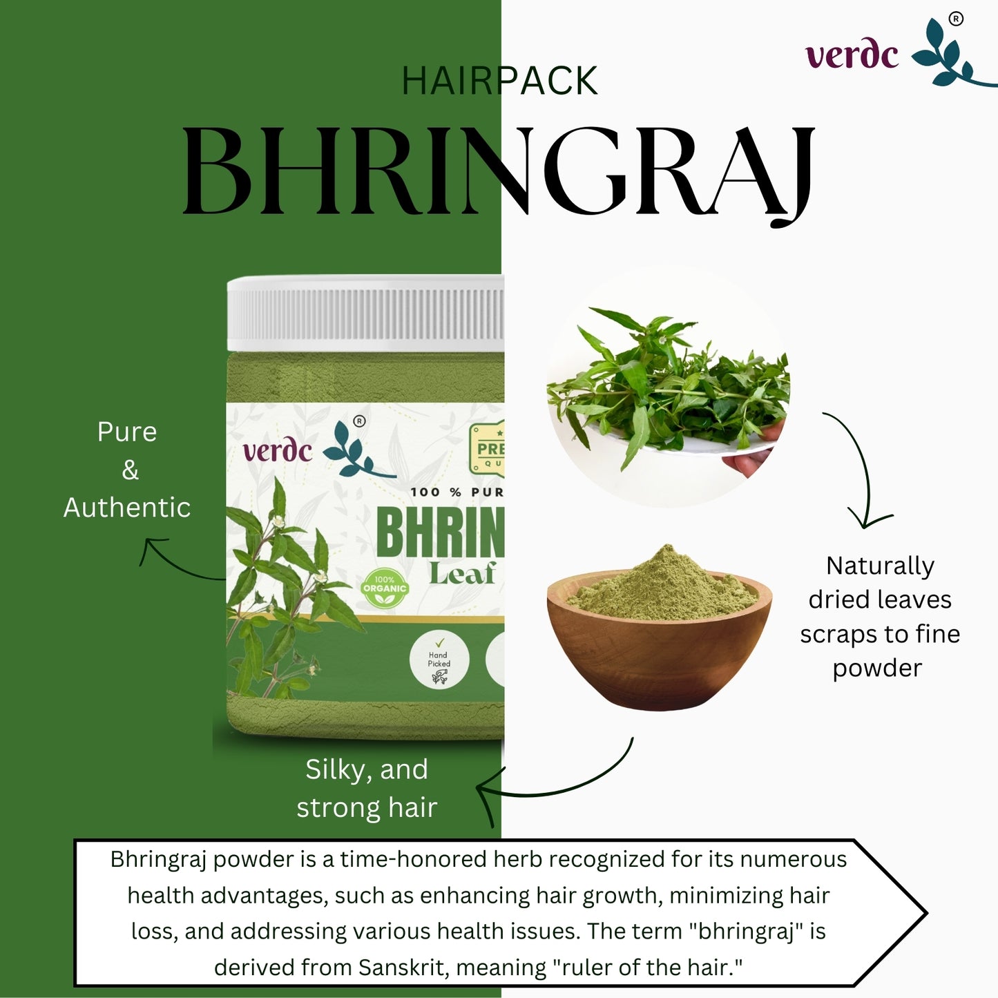 100% Natural Bhringraj Powder for Hair Growth ( Karisalankanni 150 GM )