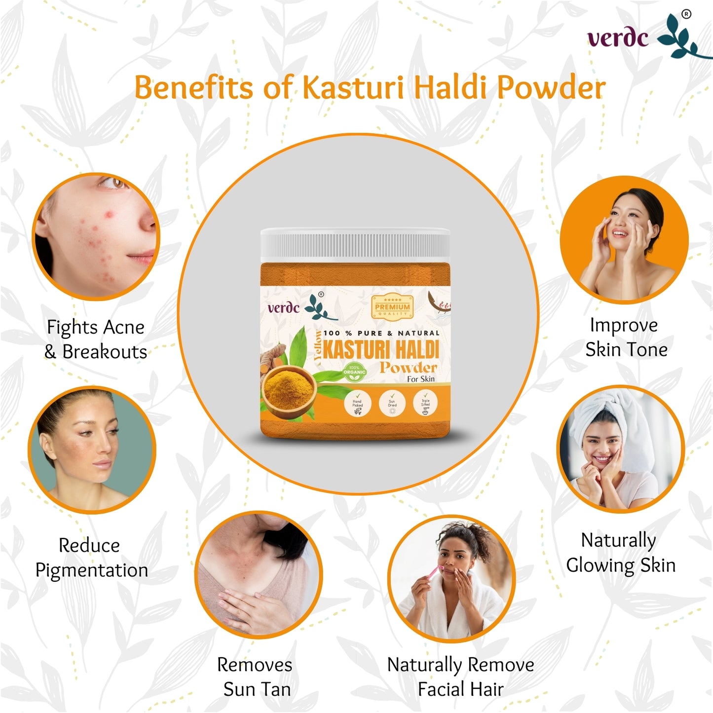 100% Pure & Natural Yellow Kasturi Haldi/Manjal Powder for Clear Skin 100 GM