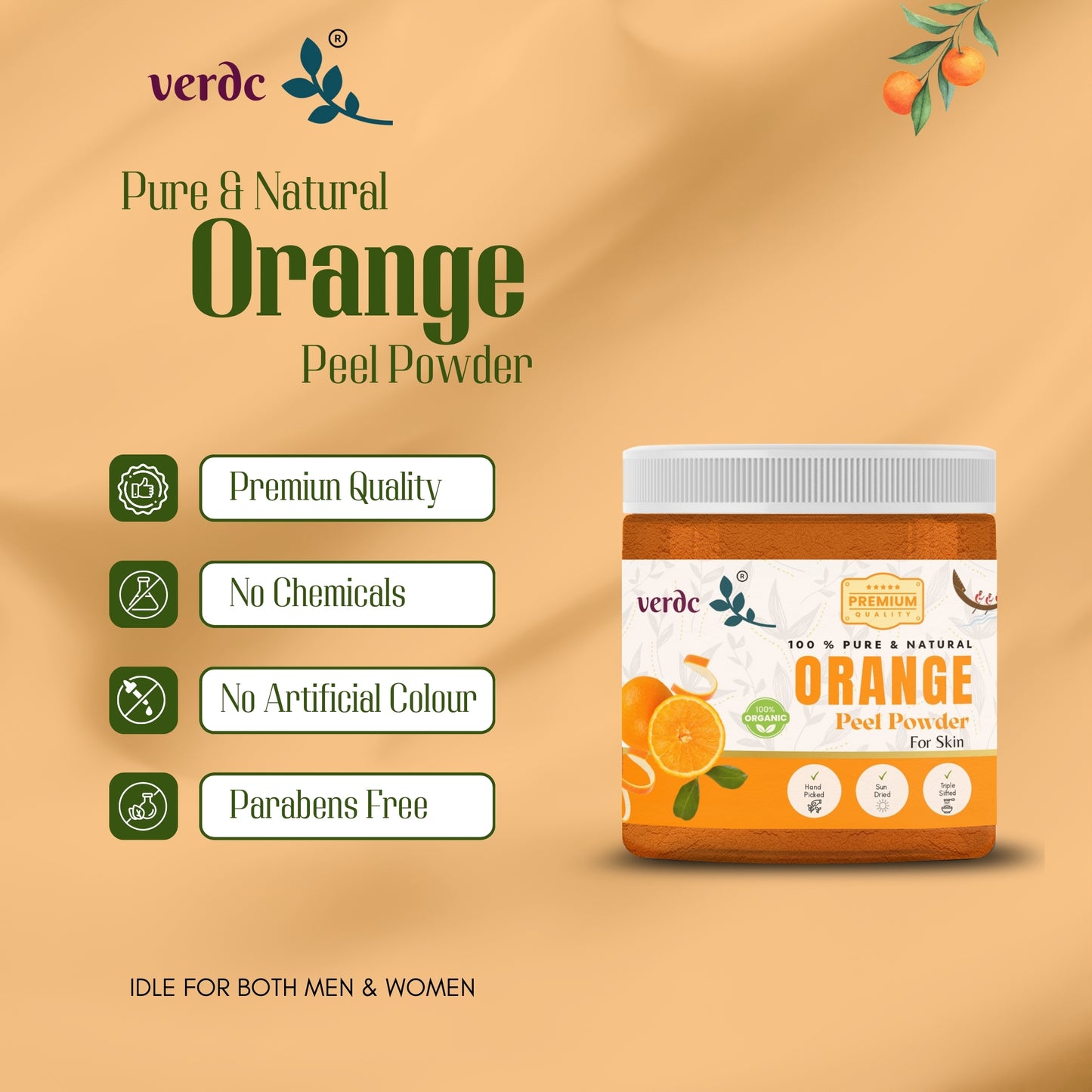 100% Pure & Natural Orange Peel Powder for Bright Skin - (100 GM)