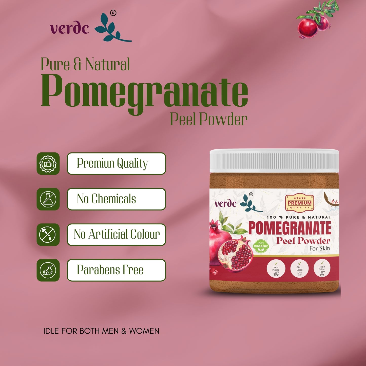 100% Pure & Natural Pomegranate/ Anar Peel Powder for Skin (180 GM)