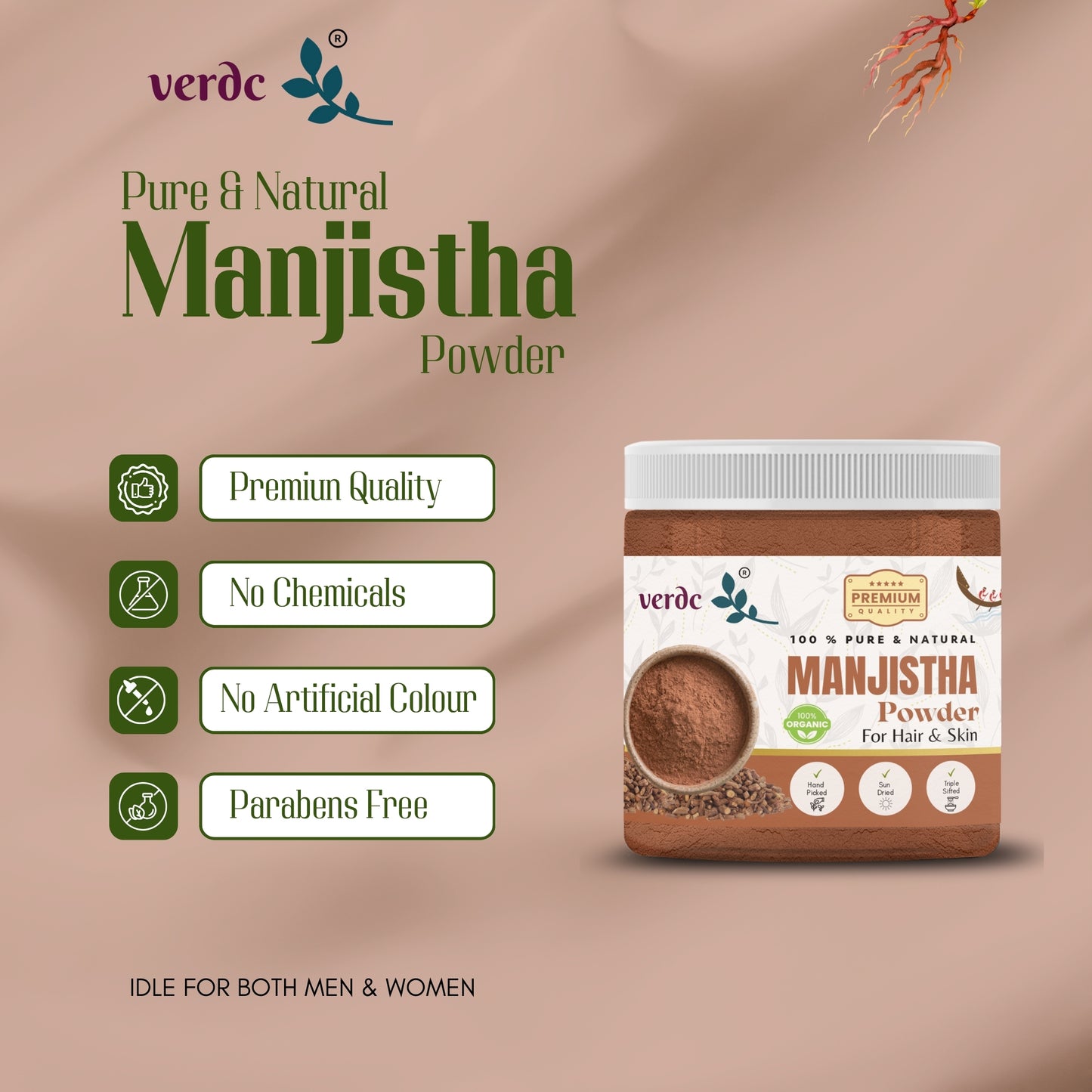 100% Pure & Natural Manjistha Powder for Face/Hair/Skin  (100 GM)