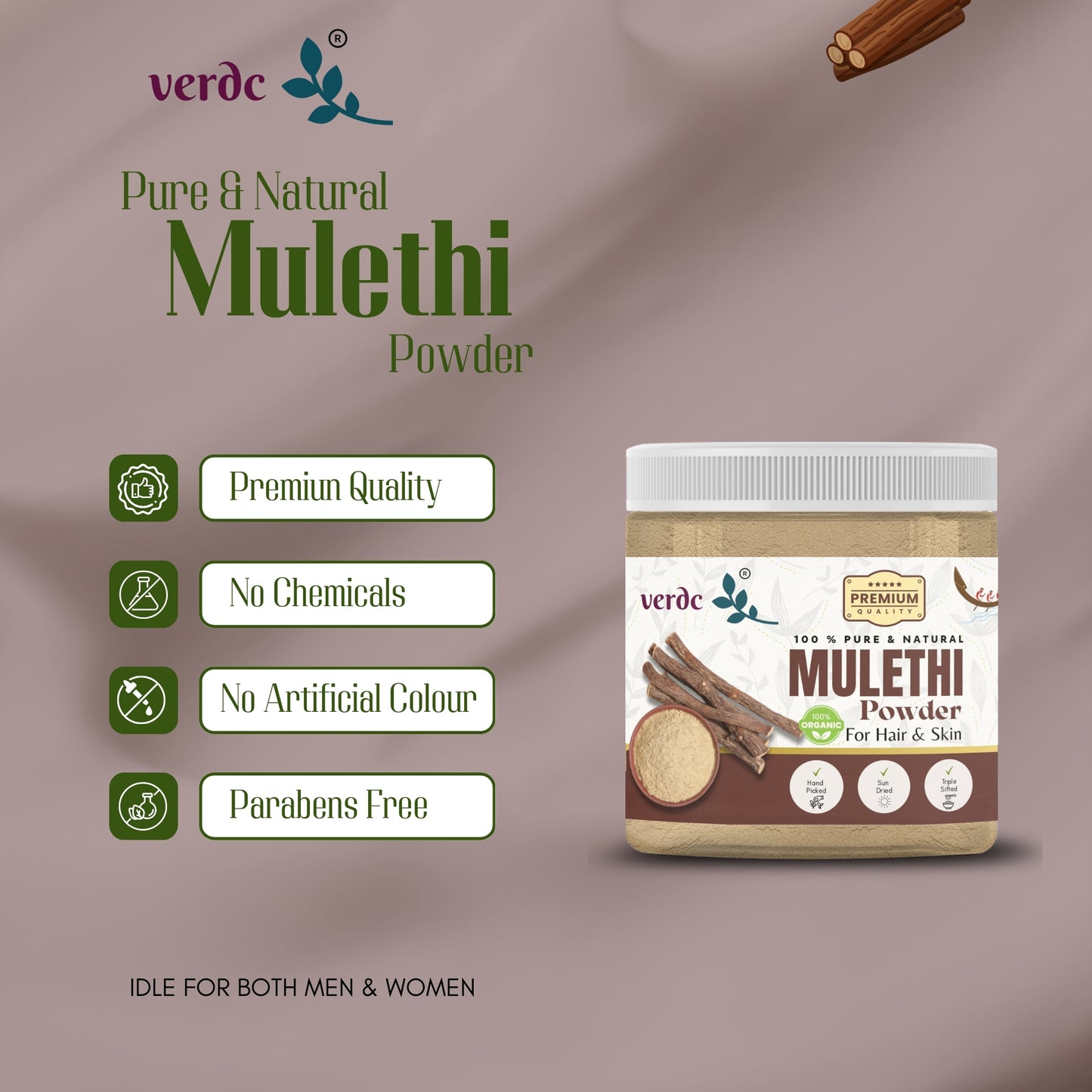 100% Pure & Natural Mulethi Powder for Face/Hair (Liquorice /Yashimadhu -100 GM)