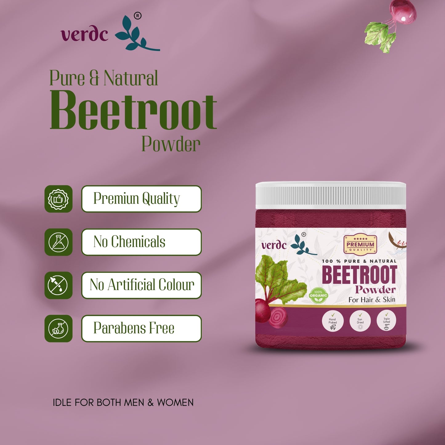 100% Pure & Natural Beetroot Powder for Face/Hair/Lips -(100 GM)