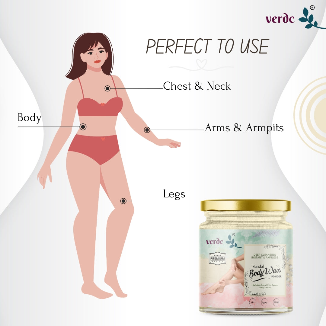 Herbal Body Wax Powder with Sandal Wood for full body waxing-Painless & Instant