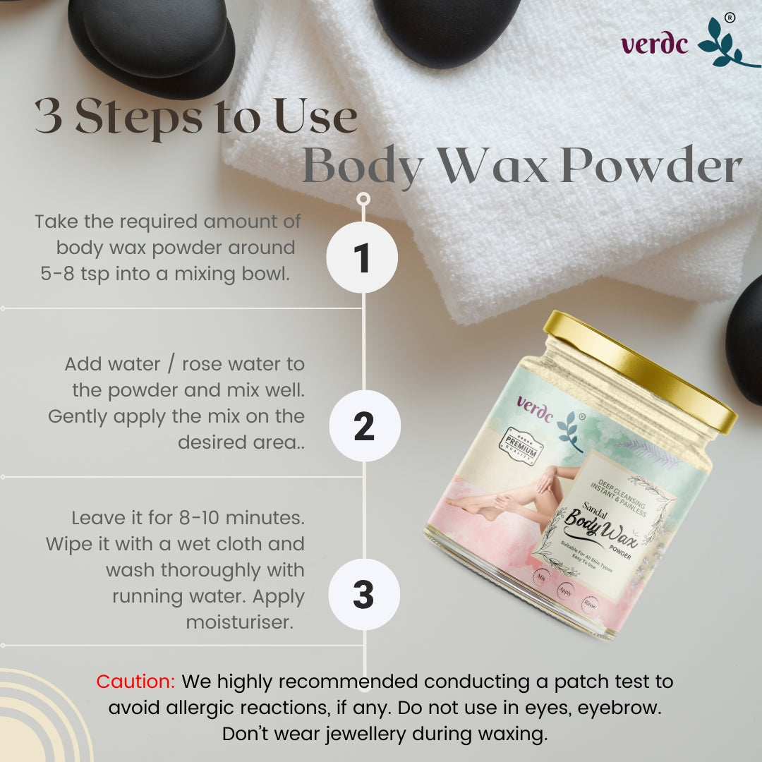 Herbal Body Wax Powder with Sandal Wood for full body waxing-Painless & Instant