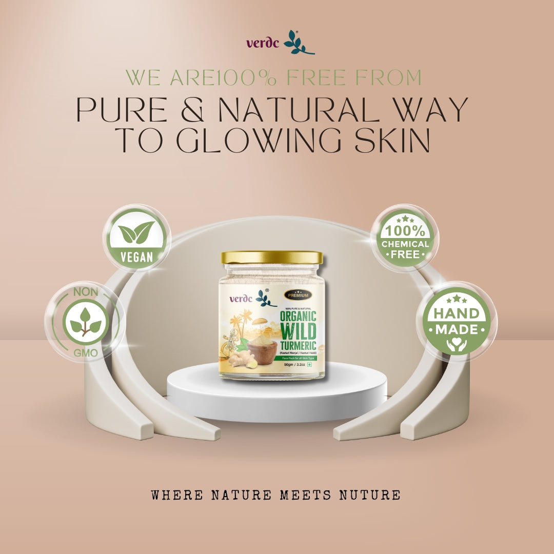 Organic Kasturi Manjal (White) 100% Natural Face Pack Powder For Glowing Skin & De-Tanning - 90 Gm