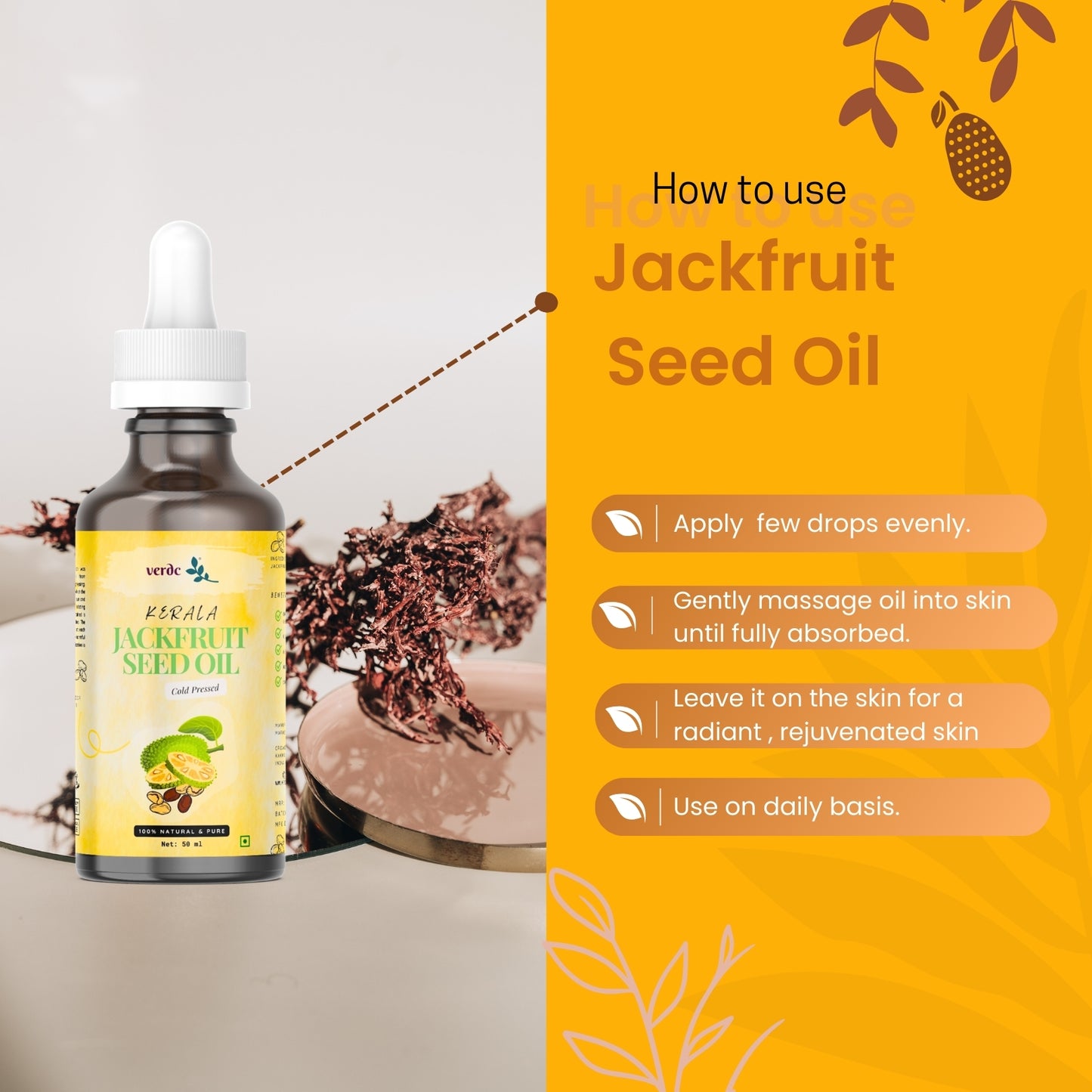 Premium Jackfruit Seed Oil for Face Beauty - Face Oil For Anti - aging - 50 ml