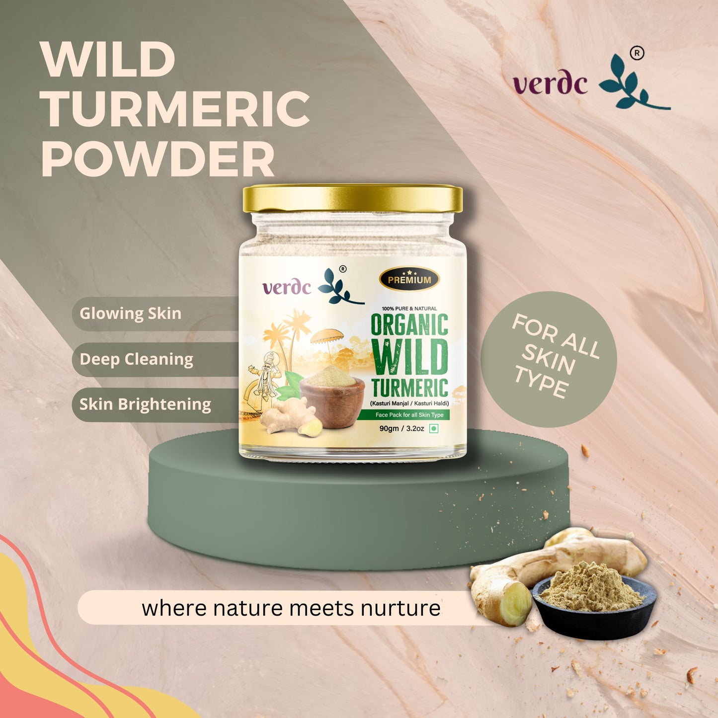 Wild Turmeric Face Pack Powder - 100% Organic Kasturi Haldi / Kasturi Manjal