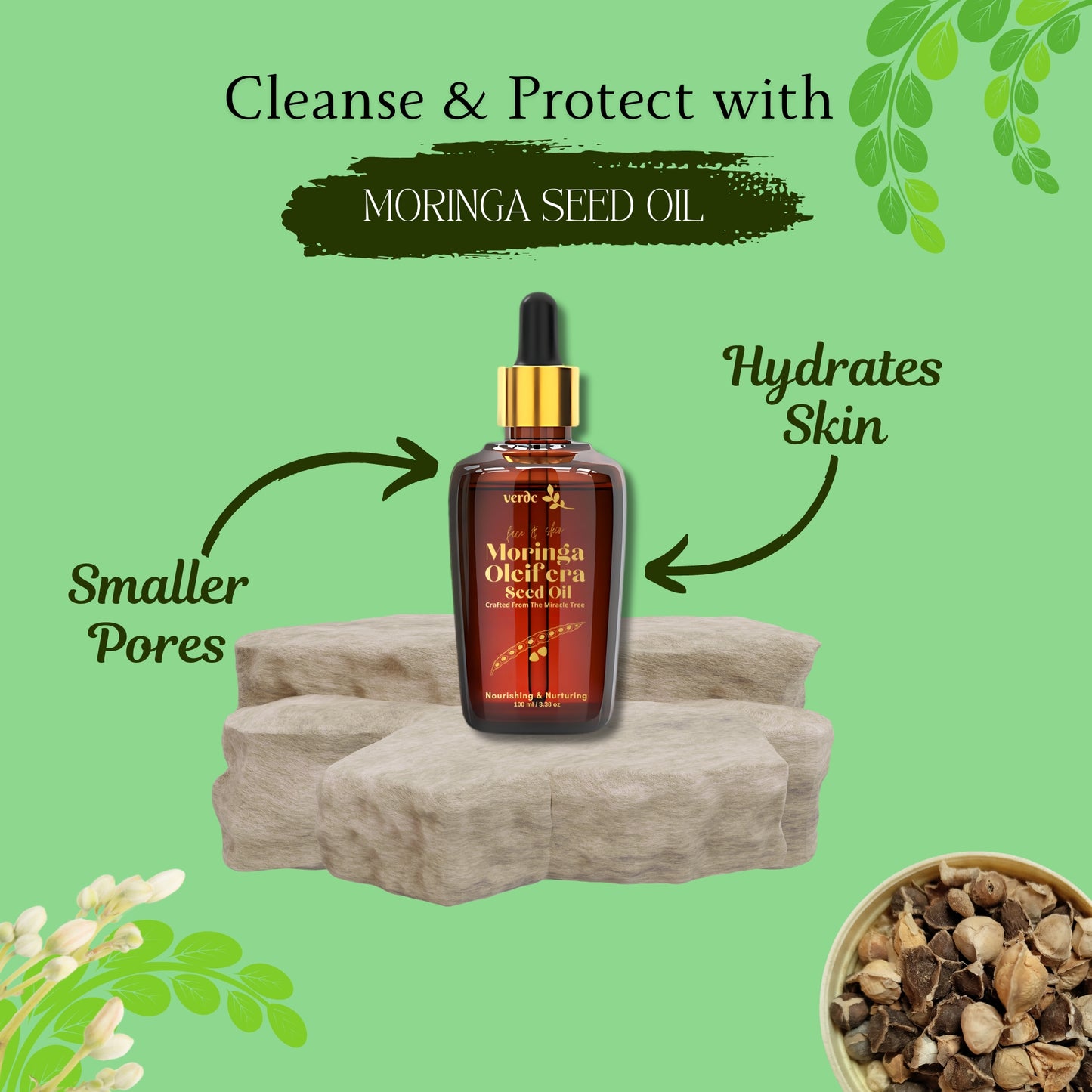 100% Pure Organic Moringa Seed Oil - Premium Moringa Oleifera Seed Oil -100 ML