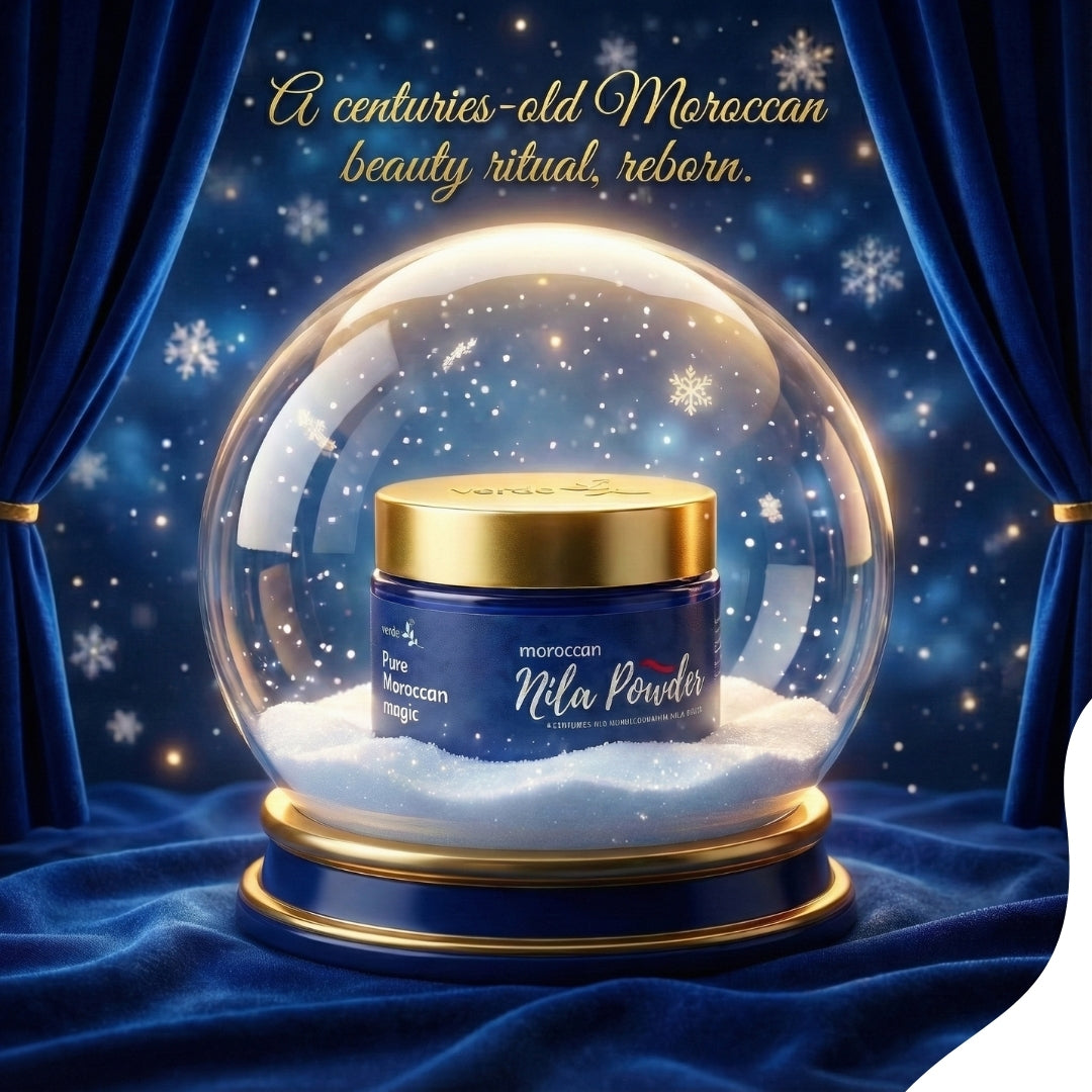 Moroccan Nila Powder 100% Authentic - Brightens & Evens Skin Tone | Face & Body Blue Clay Mask | Traditional Moroccan Skincare All Skin Types - 50 GM