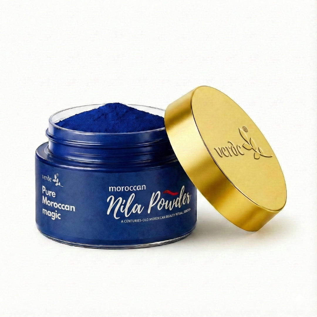 Moroccan Nila Powder 100% Authentic - Brightens & Evens Skin Tone | Face & Body Blue Clay Mask | Traditional Moroccan Skincare All Skin Types - 50 GM