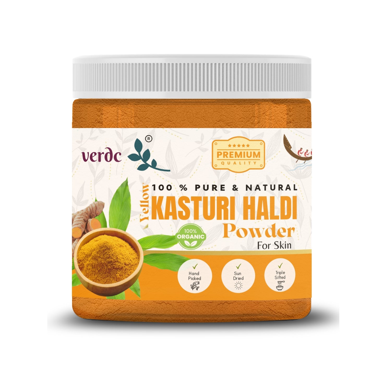 100% Pure & Natural Yellow Kasturi Haldi/Manjal Powder for Clear Skin 100 GM