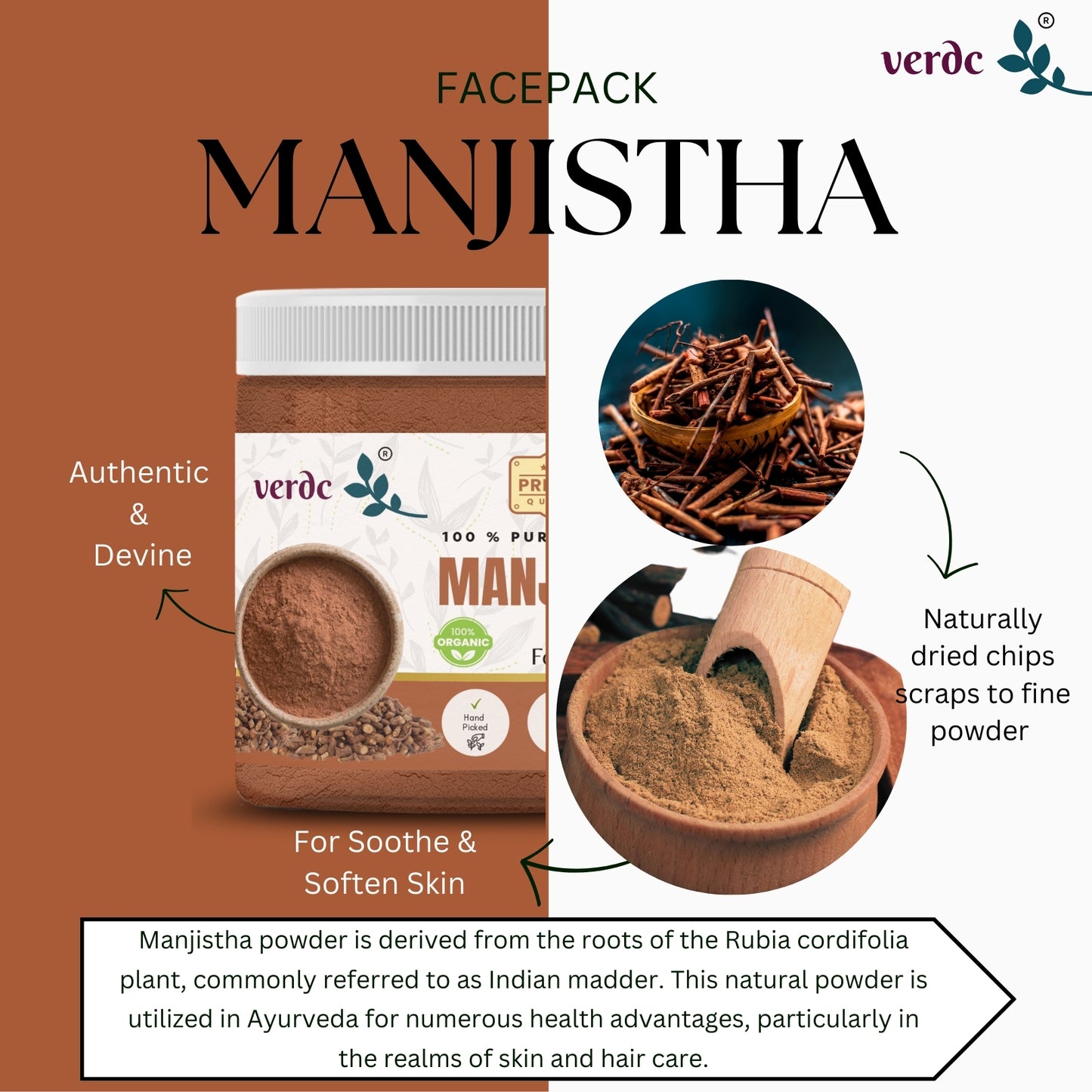 100% Pure & Natural Manjistha Powder for Face/Hair/Skin  (100 GM)