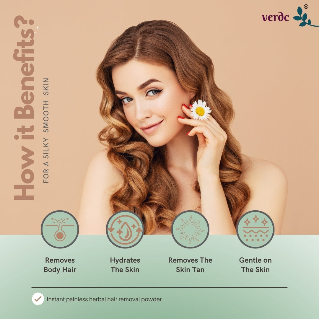 Herbal Hair Removal Wax Powder with Rose Petals, Ubtan & Aloevera For Full Body