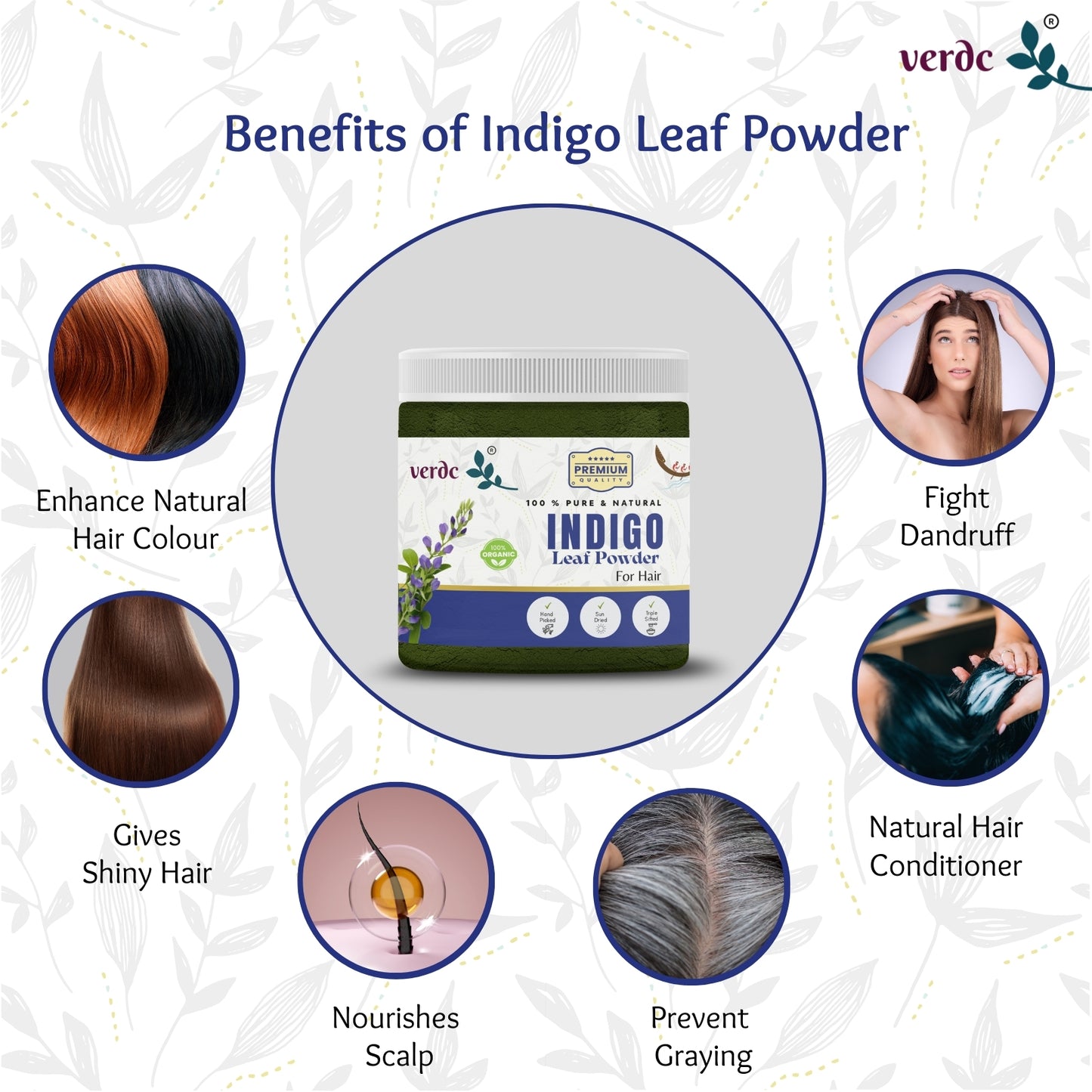 100% Pure & Natural Indigo Leaf Powder for Hair (Indigofera Tinctoria, 150 GM)