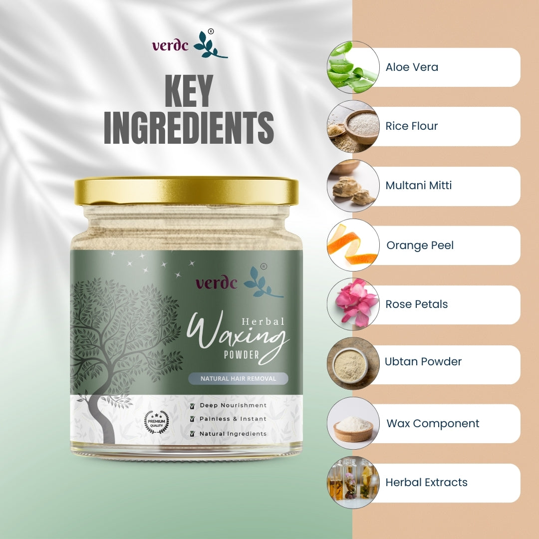 Herbal Hair Removal Wax Powder with Rose Petals, Ubtan & Aloevera For Full Body