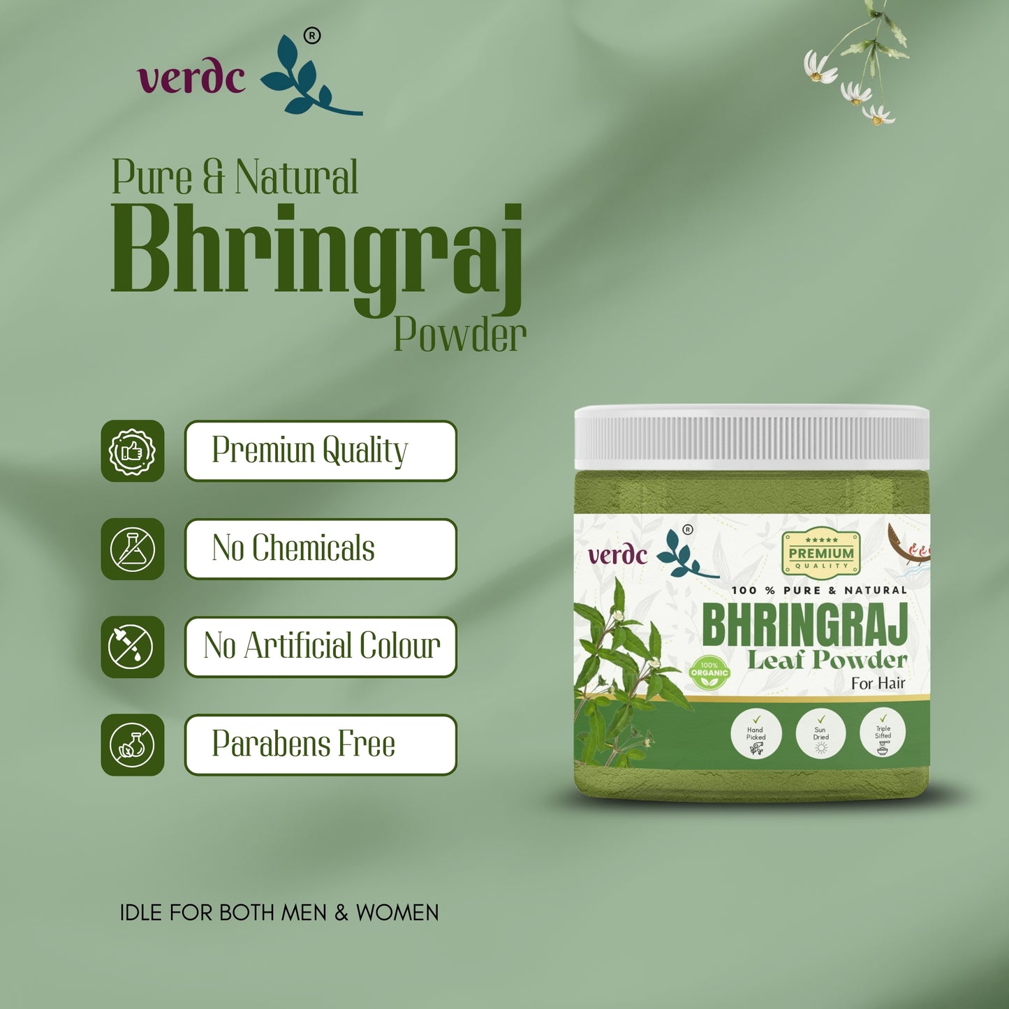 100% Natural Bhringraj Powder for Hair Growth ( Karisalankanni 150 GM )