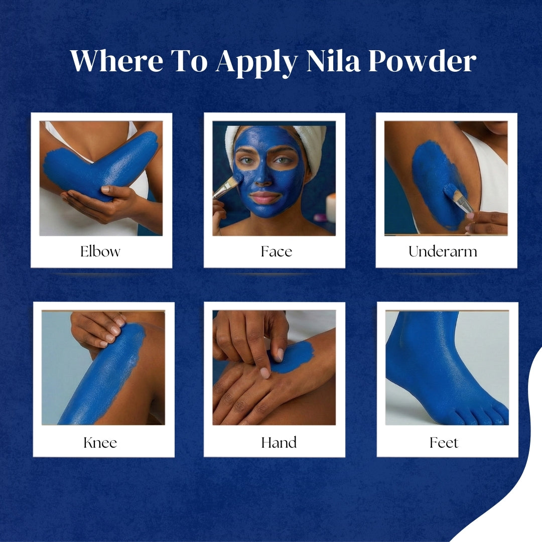 Moroccan Nila Powder 100% Authentic - Brightens & Evens Skin Tone | Face & Body Blue Clay Mask | Traditional Moroccan Skincare All Skin Types - 50 GM