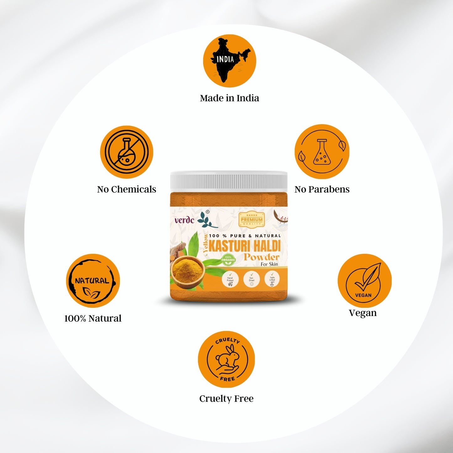 100% Pure & Natural Yellow Kasturi Haldi/Manjal Powder for Clear Skin 100 GM