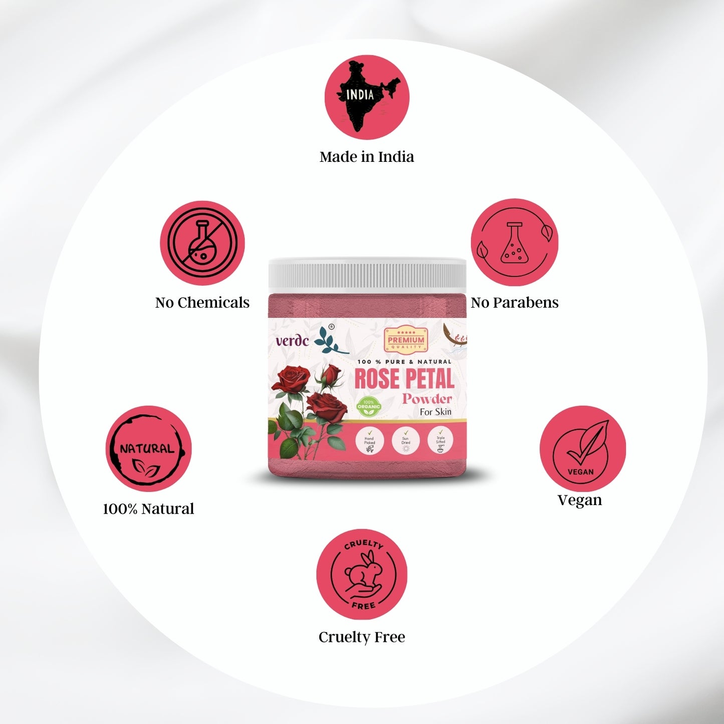 100% Pure & Natural Rose Petals Powder for Face/Hair/Lip -Glowing Skin- (150 GM)