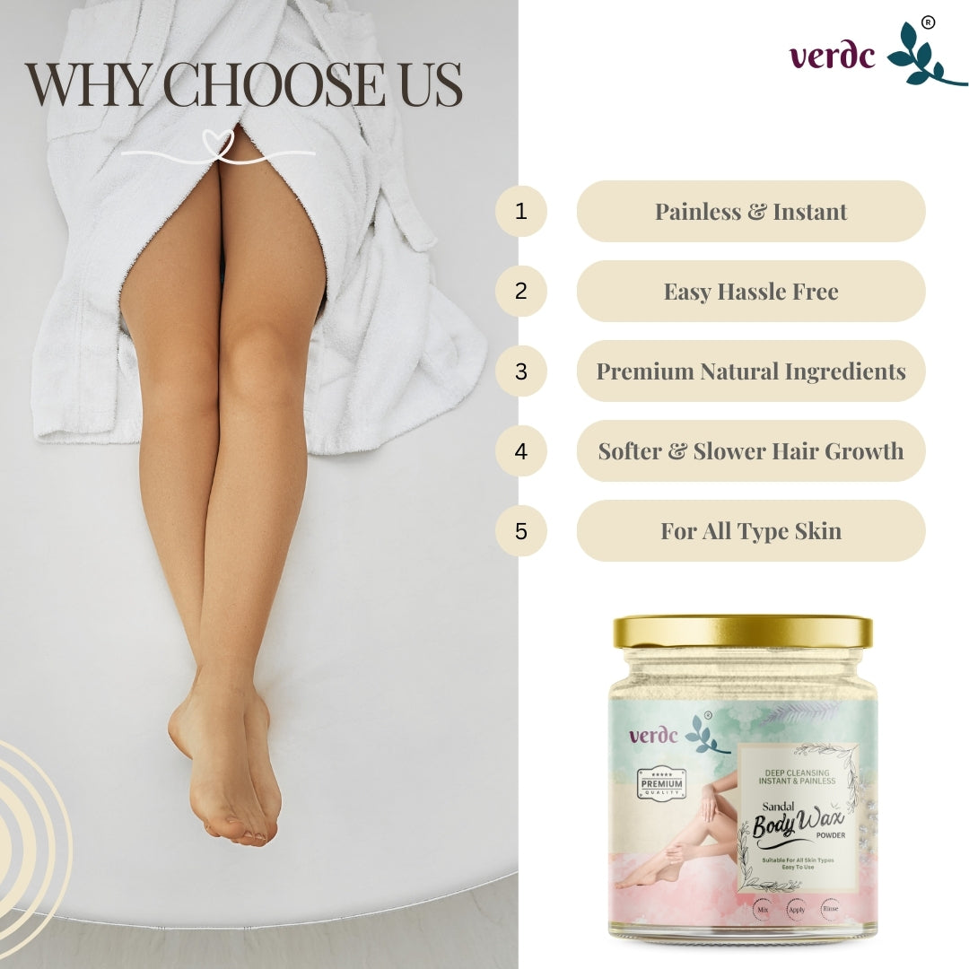 Herbal Body Wax Powder with Sandal Wood for full body waxing-Painless & Instant