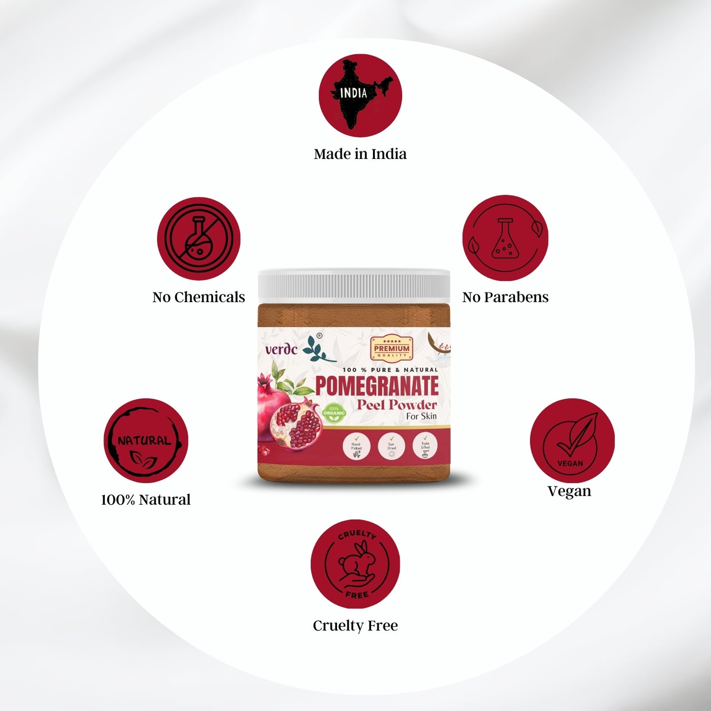 100% Pure & Natural Pomegranate/ Anar Peel Powder for Skin (180 GM)