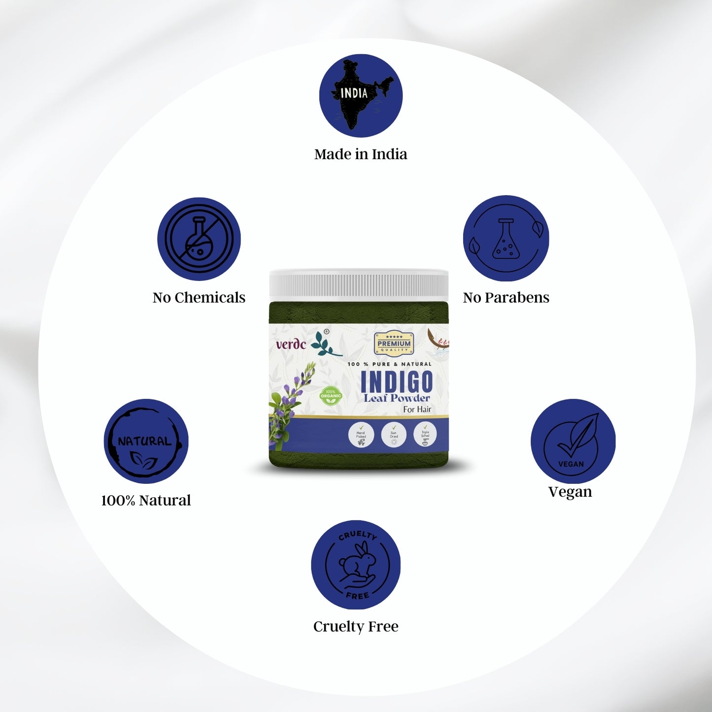 100% Pure & Natural Indigo Leaf Powder for Hair (Indigofera Tinctoria, 150 GM)