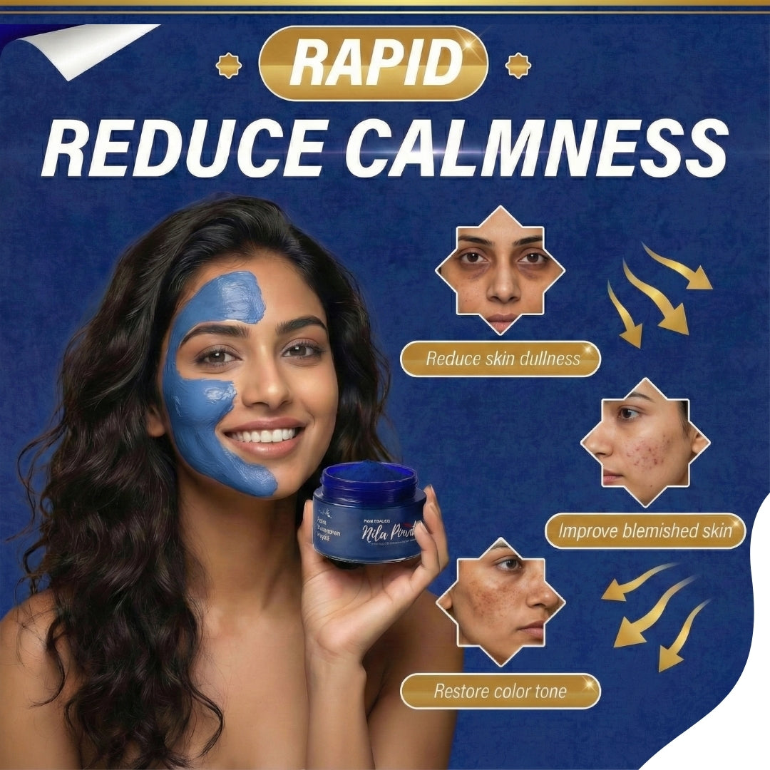 Moroccan Nila Powder 100% Authentic - Brightens & Evens Skin Tone | Face & Body Blue Clay Mask | Traditional Moroccan Skincare All Skin Types - 50 GM