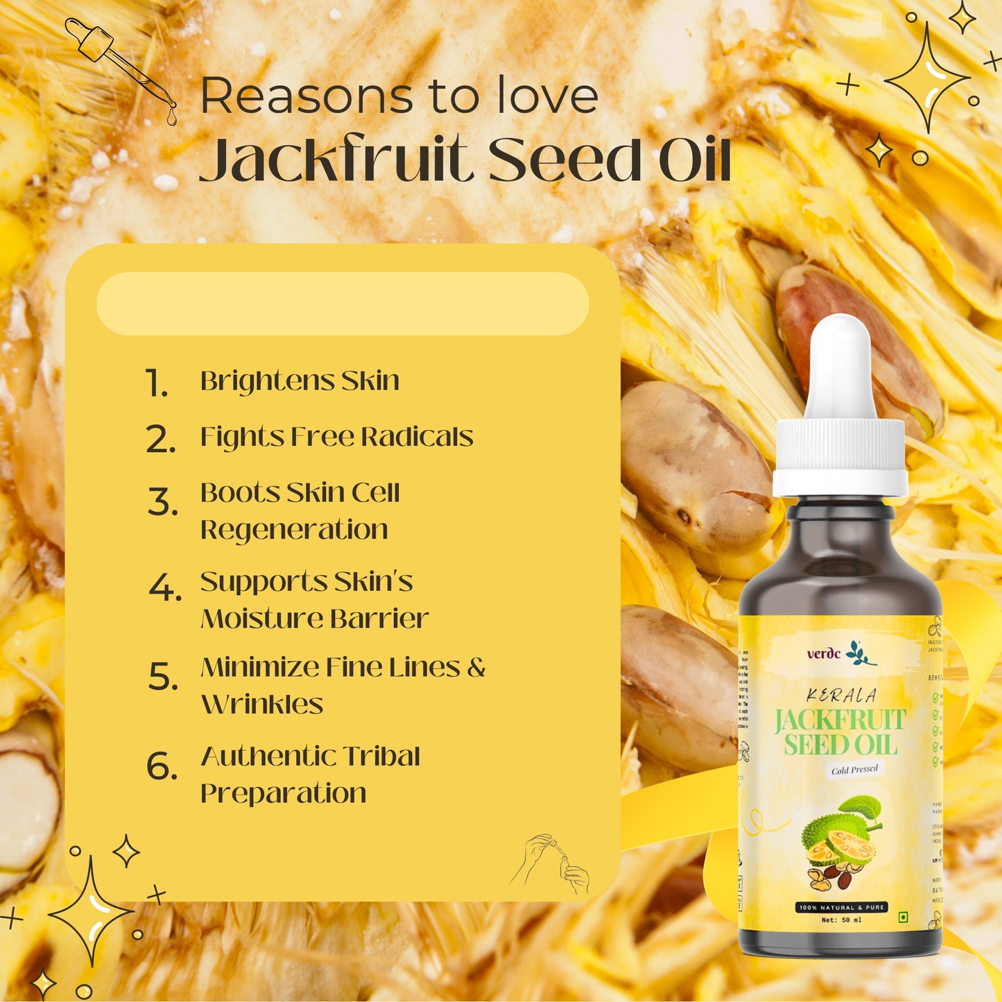 Premium Jackfruit Seed Oil for Face Beauty - Face Oil For Anti - aging - 50 ml