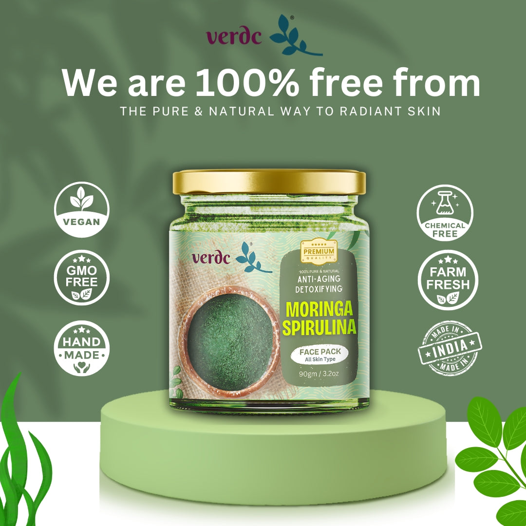 Moringa Spirulina Face Pack Powder For Anti-aging & Detoxifying For Men & Women