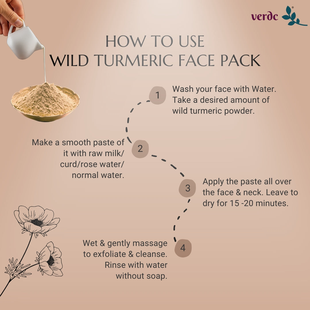 Organic Kasturi Manjal (White) 100% Natural Face Pack Powder For Glowing Skin & De-Tanning - 90 Gm