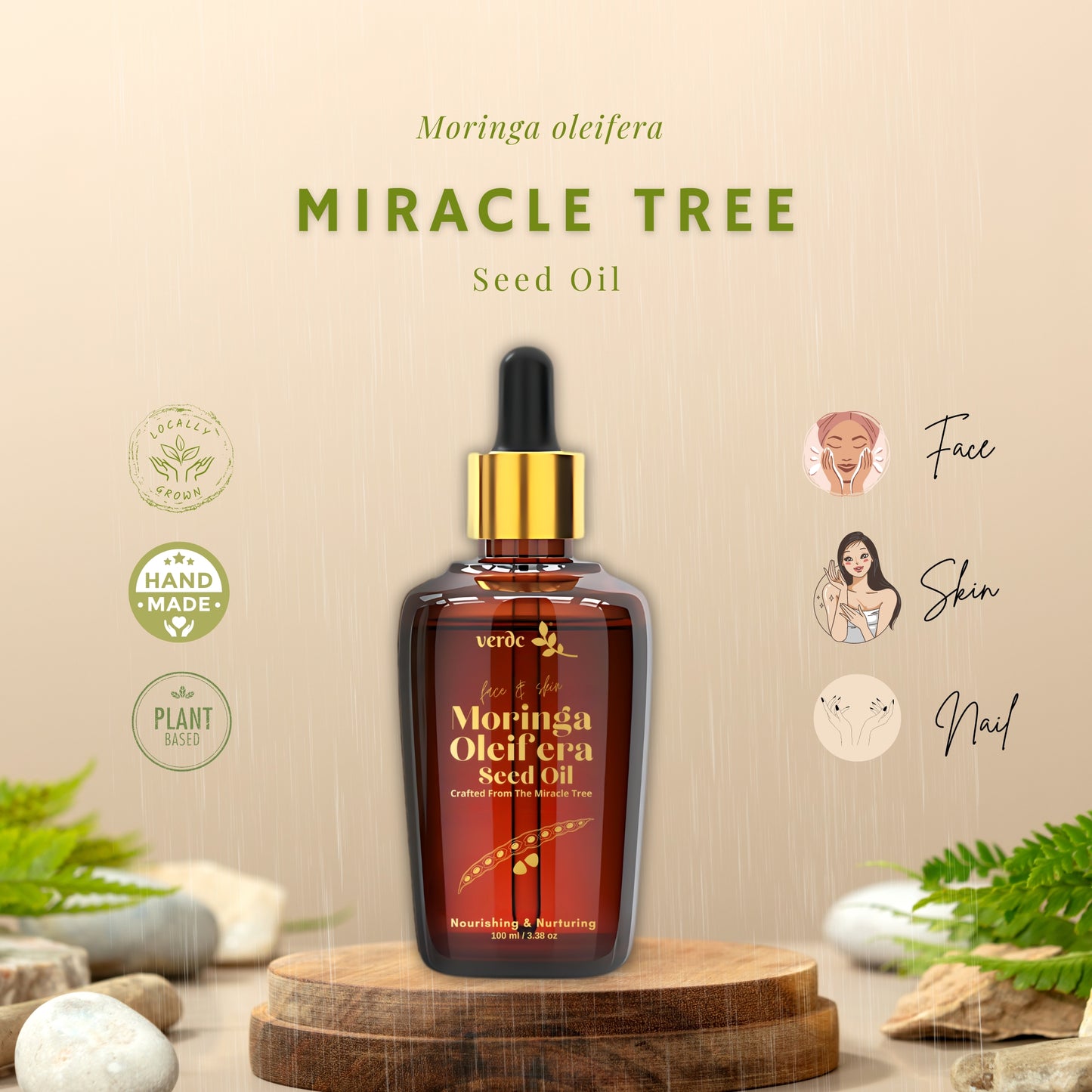 100% Pure Organic Moringa Seed Oil - Premium Moringa Oleifera Seed Oil -100 ML